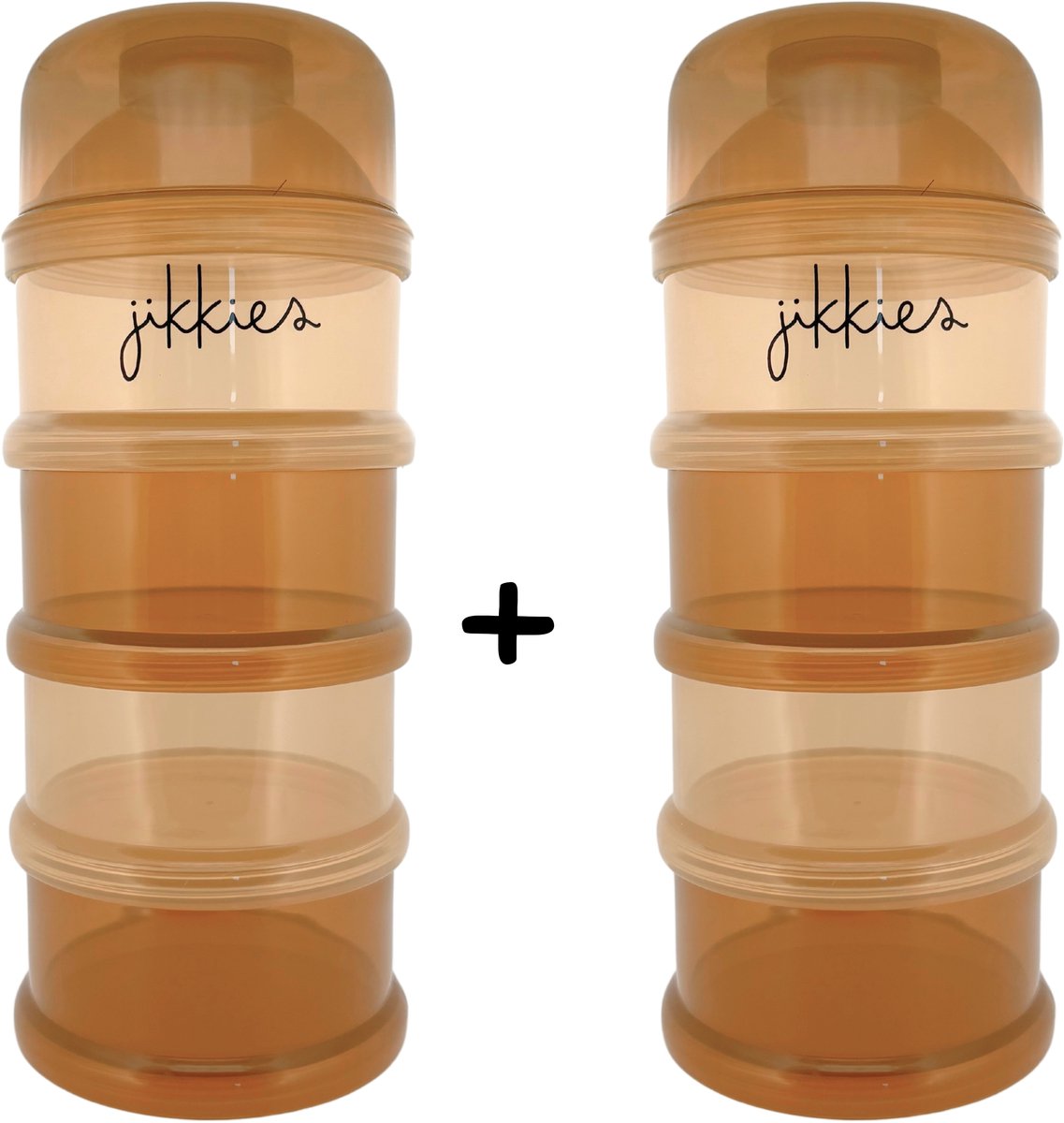 Jikkies Melkpoeder doseerdoosjes - SET Taupe Mix - Melkpoeder bewaarbakjes - Melkpoeder toren - Melkpoedertoren - Melkpoederdoos - Dispenser - 4 lagen - BPA FREE - Getest op EN14372