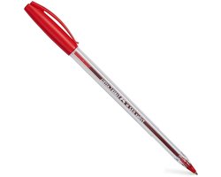 Trilux Balpennen - Schrijfpennen Kantoorpennen - Dagelijks Schrijven - Ergonomische Driehoeksvorm - 50 stuks - Rood