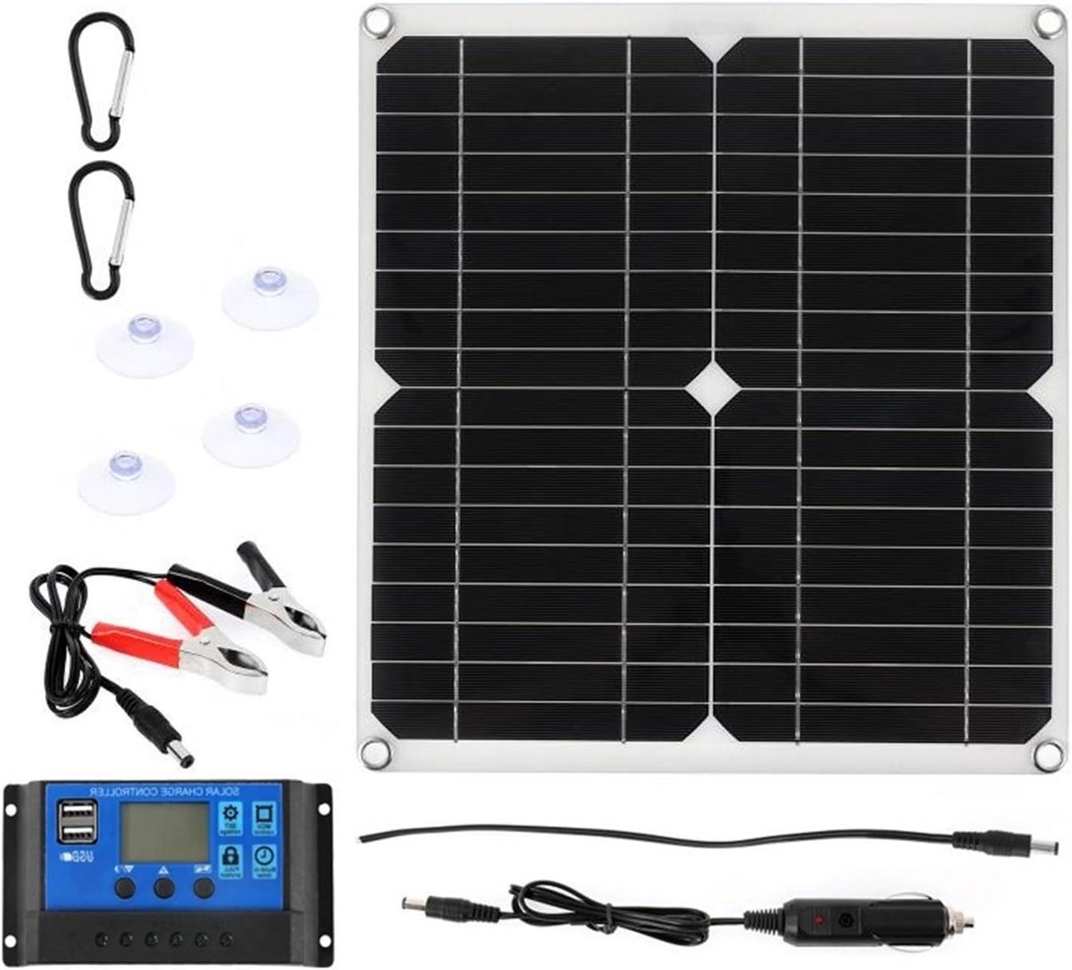 Zonnepaneel Kit - Draagbare Charger - Energie Opwekken - Hoge Efficiëntie Paneel - 200W - Zwart