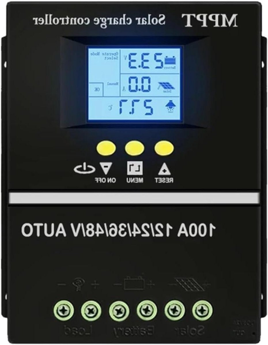 Zonne Laadregelaar - MPPT Regulator - Energie Opslag - Automatische Batterij Herkenning - 100A - Zwart