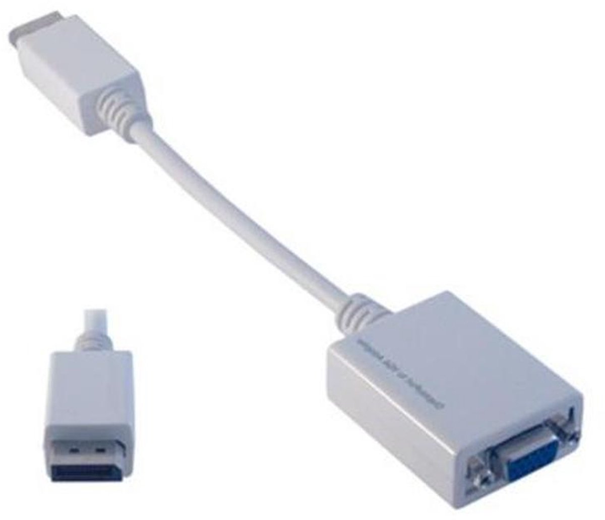 Displayport naar VGA - Adapter Kabel - Beeld Overzetten - Stevige Connector - 15 cm - Wit