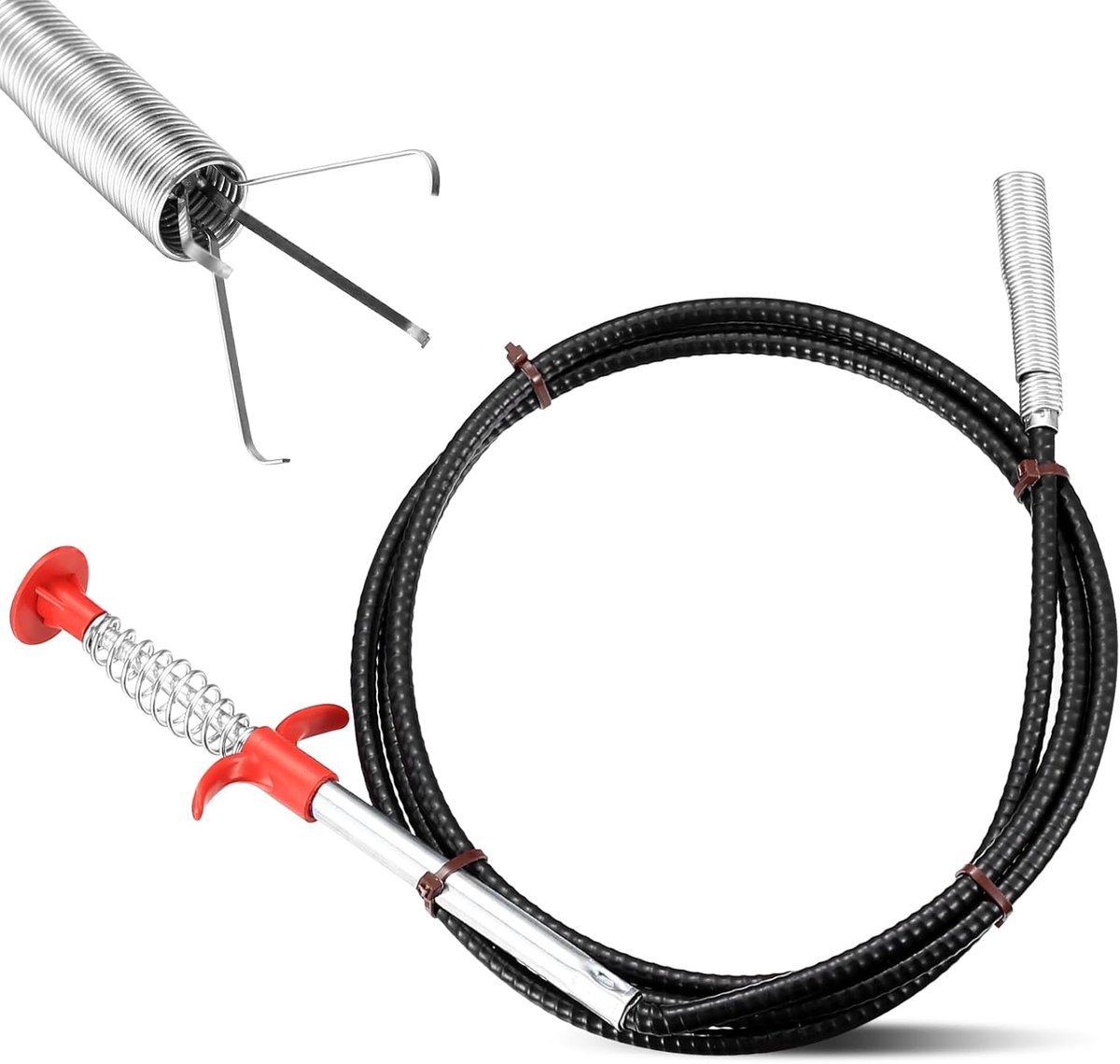 1 stuk professionele afvoerontstopper, 200 cm lange draadontstopper, douche- en toiletafvoerontstopper, spiraalvormige buisontstopper, flexibele klauwklem voor keuken-, gootsteen- en badkamerafvoer (200 cm)