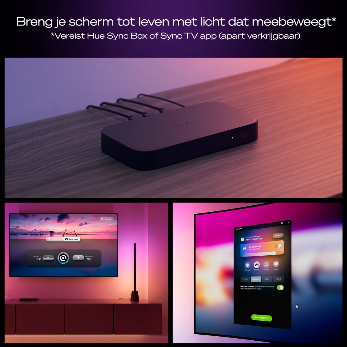 Philips Hue Play LED tafellamp - entertainment - aanpasbaar wit en gekleurd licht - 60 cm - slimme verlichting thumbnail 6