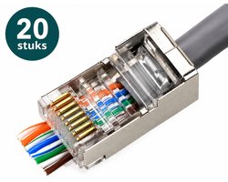 CLUTCHR - RJ45 CAT6 Connectoren Doorsteek – Afgeschermd Metaal (STP) – 20 Stuks – Voor CAT5e/CAT6 Netwerkkabel