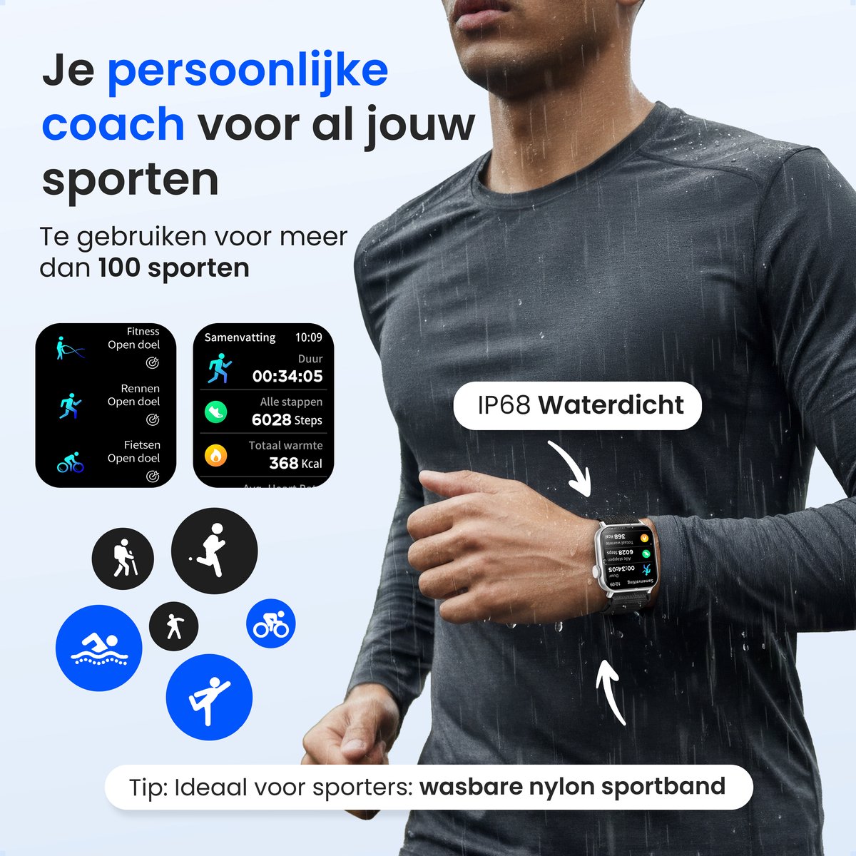 Siltcon® Smartwatch Dames Pro - Smartwatch Heren Pro - Sporthorloge Dames & Heren - Stappenteller Horloge - Hartslagmeter – Bloeddrukmeter - Slaapmonitor - Saturatiemeter - Belfunctie - Elke Smartphone - RVS - Incl. 4 Bandjes - Zilver – foto 4