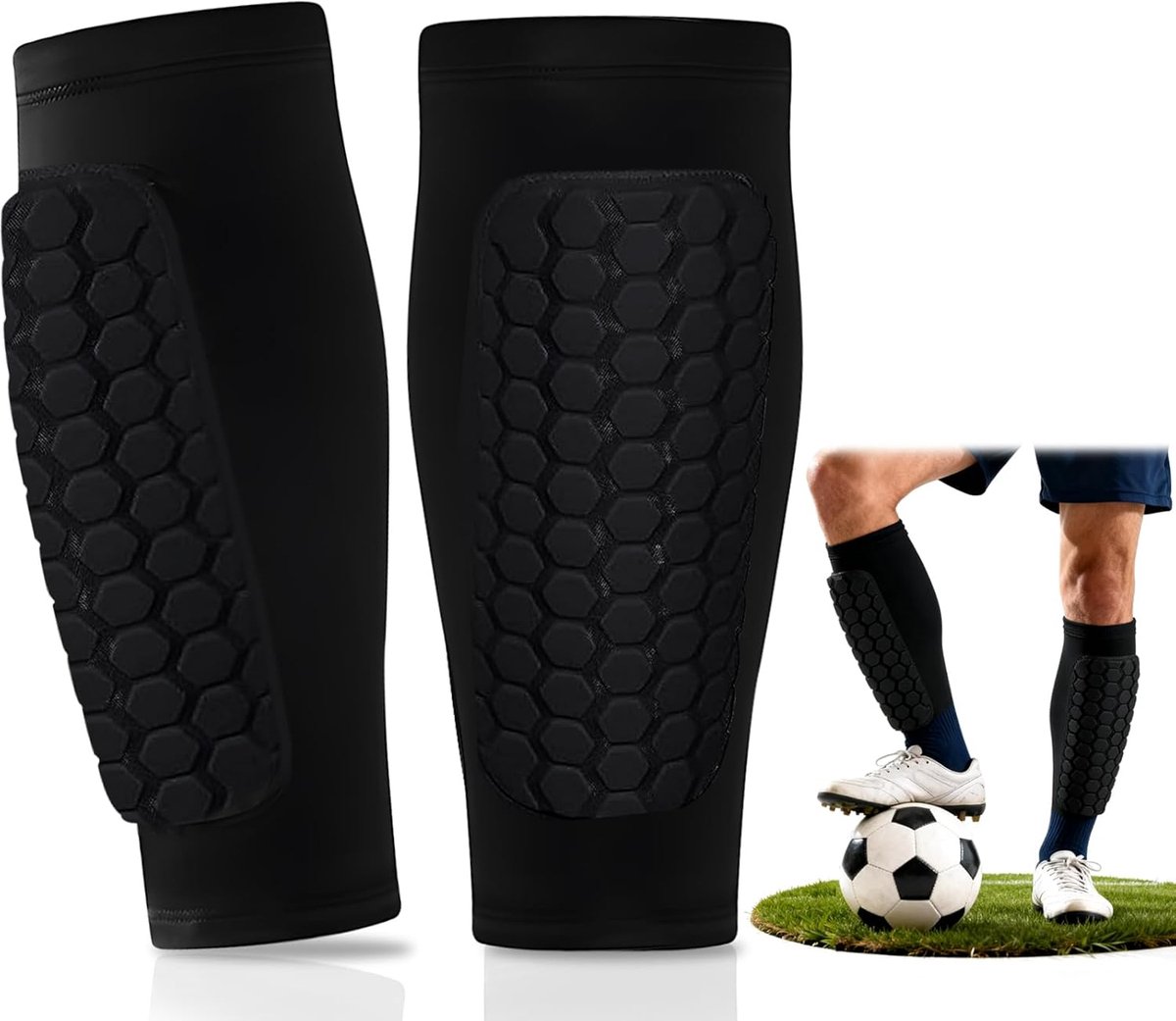 Kinder Scheenbeschermers - Sport Enkelsteunen - Actieve Sport - Schokabsorberend Honeycomb - Kind Maat XS - Zwart