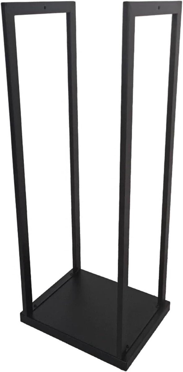 Houten rek - Brandhout opslag - Buiten opslaan - Robuuste constructie - 37 x 30 x 93 cm - Zwart