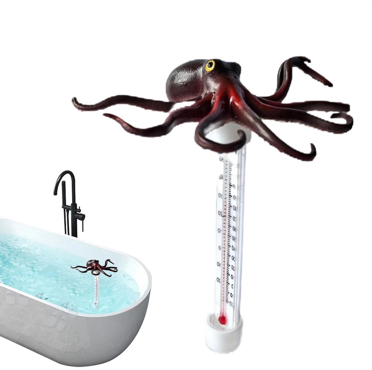 Waterthermometer Dier - Vrolijke meter - Temperatuur meten - Groot en duidelijk - 20 Centimeter - Octopus