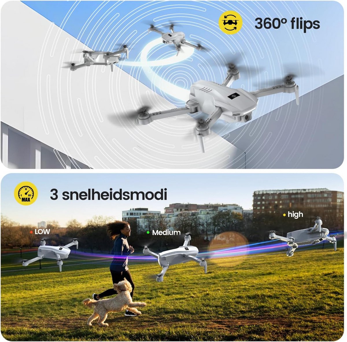 Holy Stone HS130 Mini Drone met 1080P HD Camera, Opvouwbare FPV RC Quadcopter voor Kinderen en Volwassenen, Headless Mode, 360° Flips, Spraak- en Gebarenbesturing, 2 Batterijen – foto 6