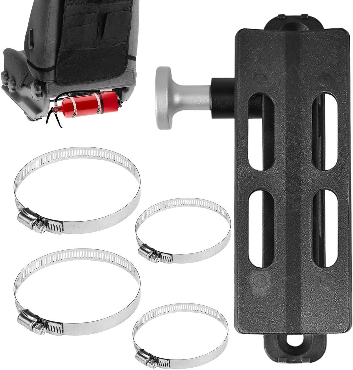 Brandblusser Bevestiging - Auto Houder - Veilig Transport - Snelle Ontgrendeling - 17.5 cm - Zilver