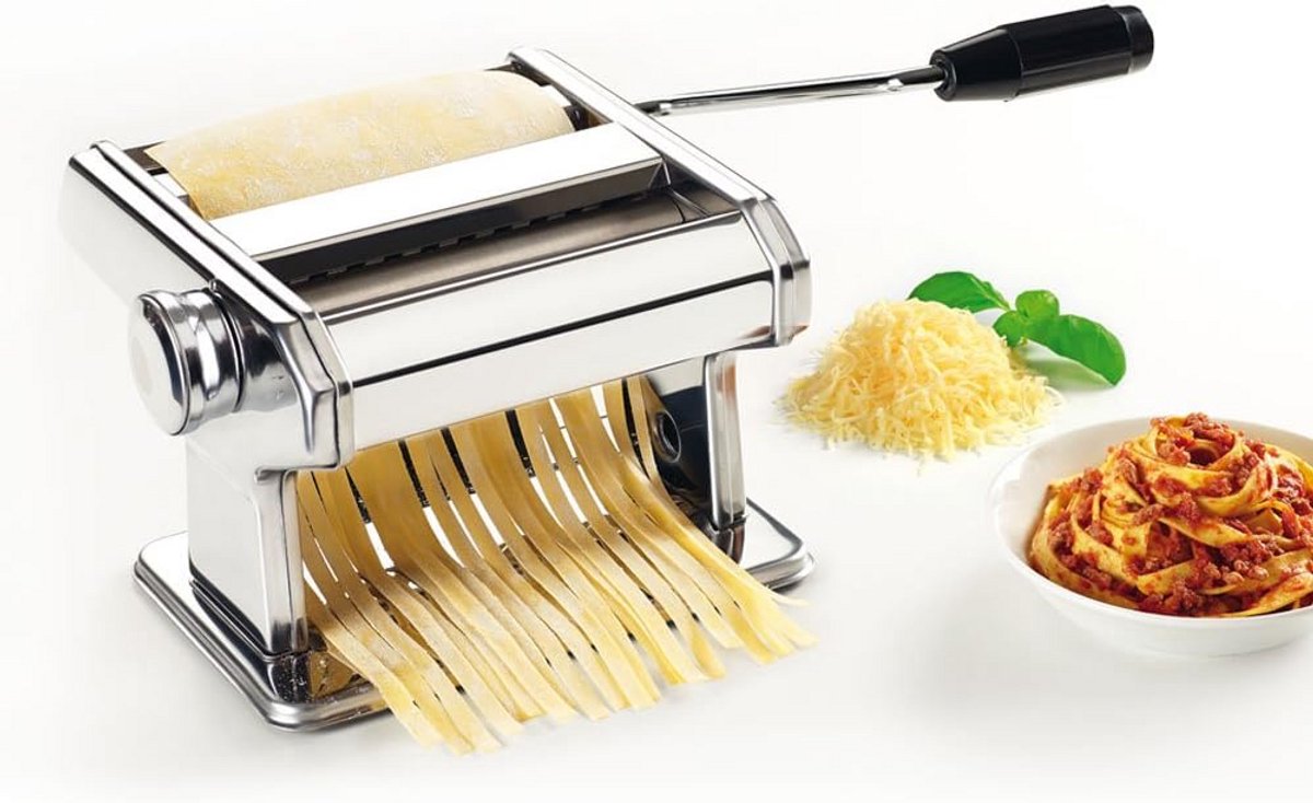 Pastamachine - Pastaroller - Zelf Pasta Maken - 7 Diktes Instelbaar - 35 x 19 x 13.5 cm - Zilver