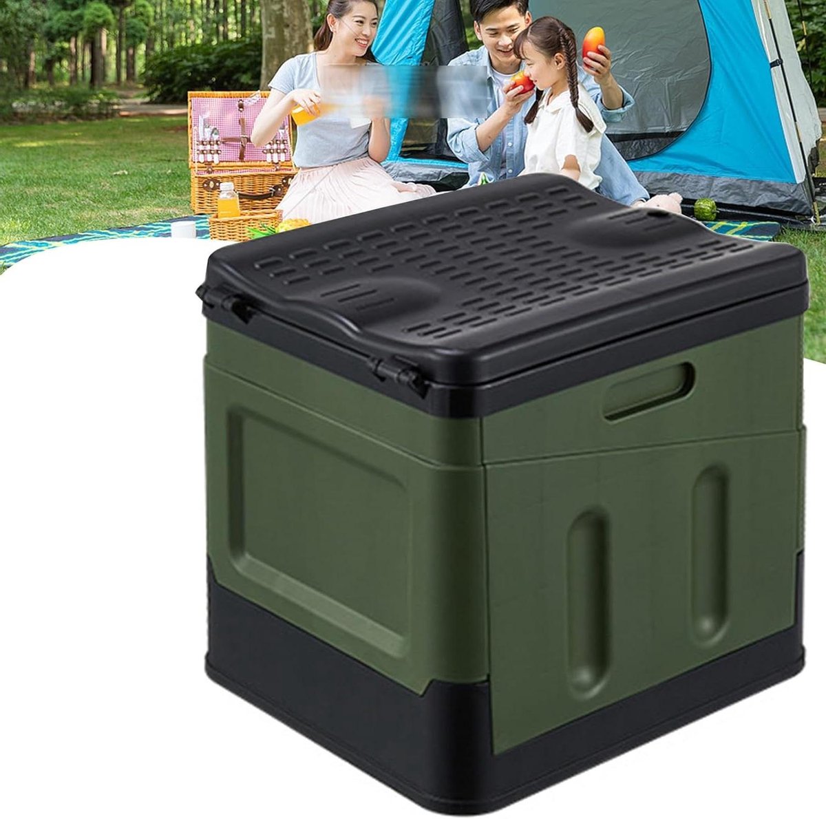 Draagbaar Toilet - Opvouwbaar Toilet - Kamperen Reizen - Verhoogde Zitting - 300 Lbs Capaciteit - Groen