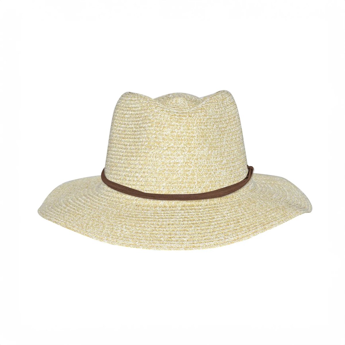 Fedora Hoed Dames & Heren - Summer Zonnehoed met Suède Band - UV Werend UPF50+ - Maat: M-L: 57 cm - Naturel