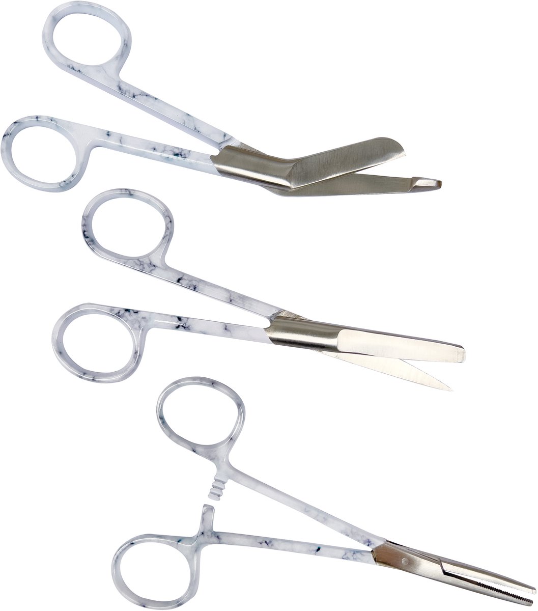 Verpleegkundige Scharenset - Marmer - MDR Gecertificeerd - Zorg - Verbandschaar - Cadeau - Verpleegkunde - Accessoires - Nurse Cadeau - Verpleegkundige Schaar - Verpleegkundige Artikelen