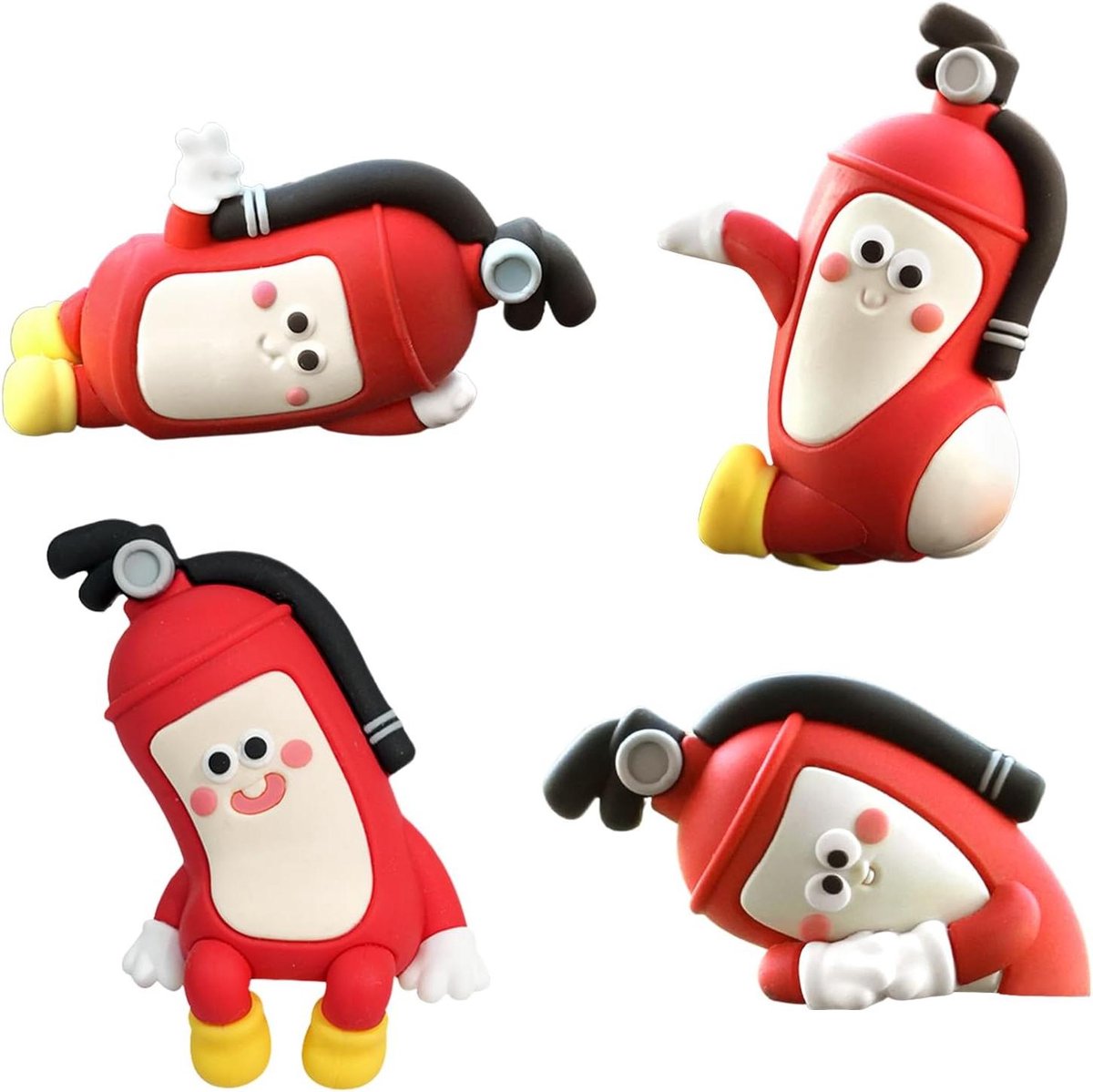 Auto Interieur Decoratie - Schattige Figuren - Auto Personaliseren - Brandblusser Vorm - 4 Stuks - Multicolor