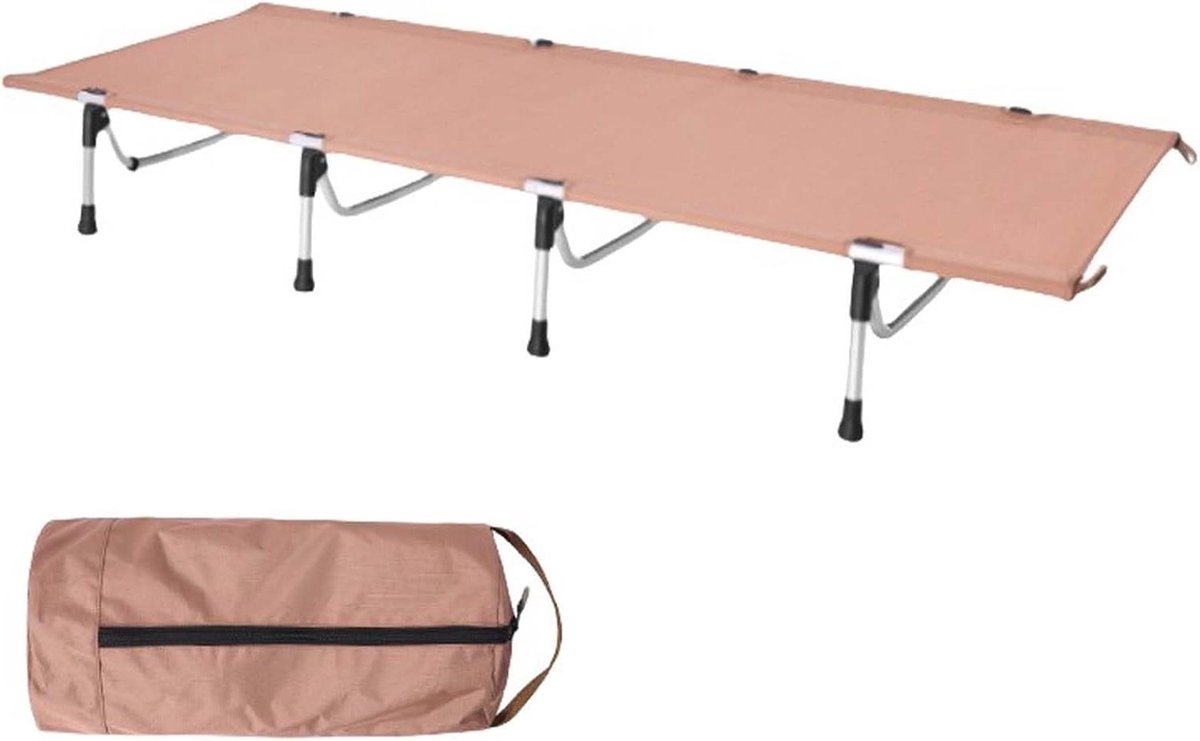Kampeerbed Opvouwbaar - Lichtgewicht Bed - Buiten Ontspannen - Inclusief Draagtas - 186 x 65 cm - Bruin