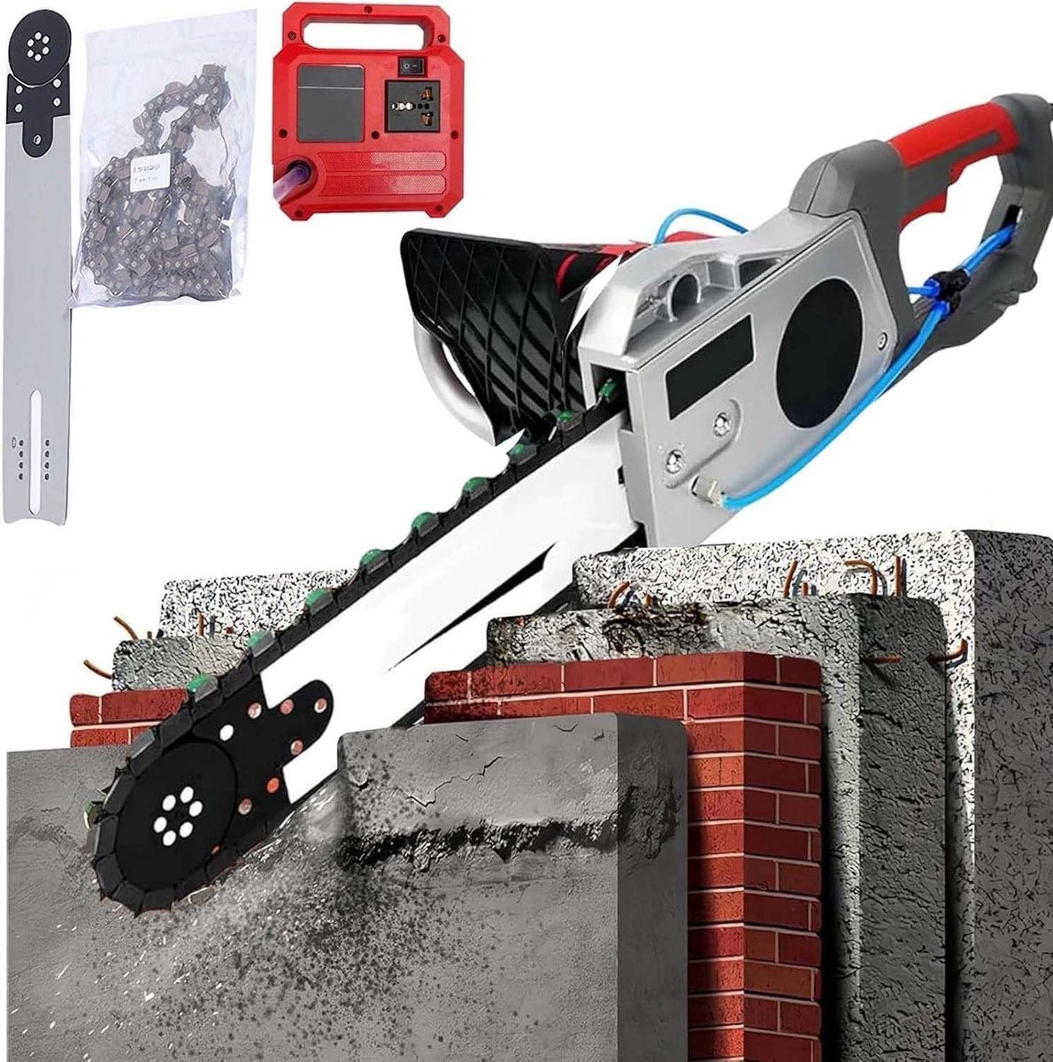 Elektrische Betonkettingzaag - Muurzaag Beton - Structurele Aanpassingen - Watergevoed Stofvrij - 48cm Zaagdiepte - Zwart