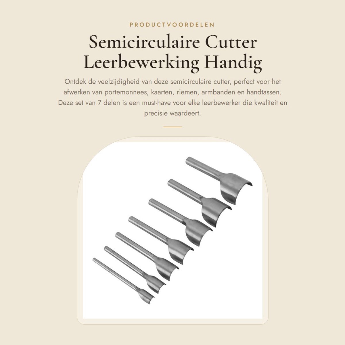 Dailygoods- Halfronde Snijder 10-40 mm - 7 Delen/Set - Lederen Punch - Duurzaam Staal - Voor Portemonnee/Riem/Handtas - Eenvoudig in Gebruik - Leerpunch