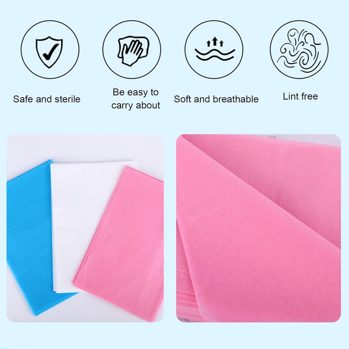 Wegwerplakens - Tafelhoezen - Hygiënisch Werken - Zacht Non-Woven Materiaal - 10 Stuks 80x180cm - Diverse Kleuren