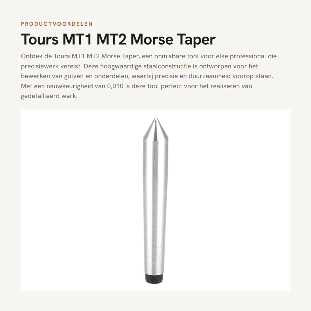 Dailygoods- Centraalmort Hoge Precisie 0,010 - Koolstofstaal - Vaste Legering - Stabiele Prestaties - Geschikt voor Bewerken - Model MT1 - Morsekegel