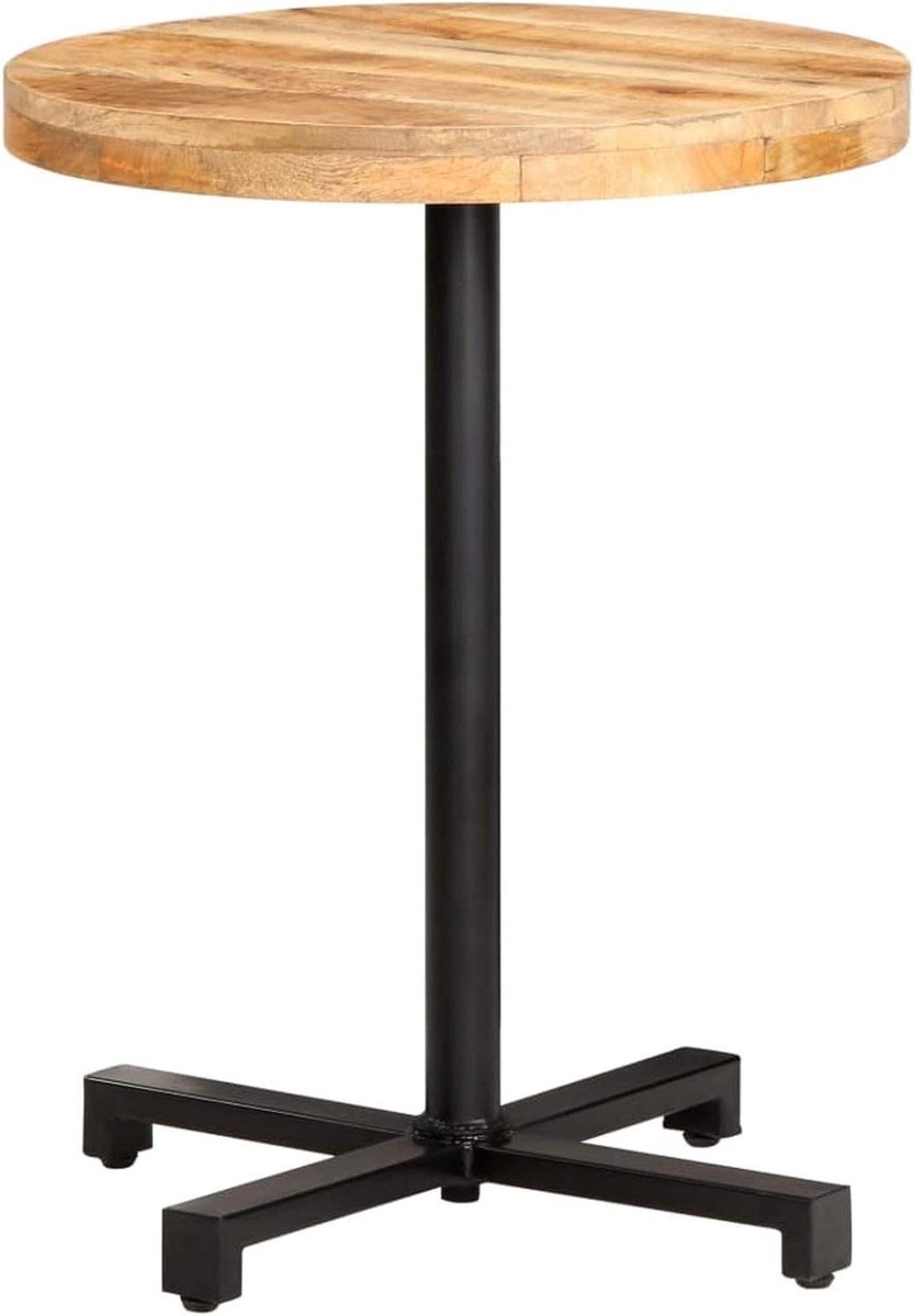 Ronde bistrotafel - Eettafel salontafel - Buiten eten - Onbehandeld mangohout - 60 x 75 cm - Natuurlijk