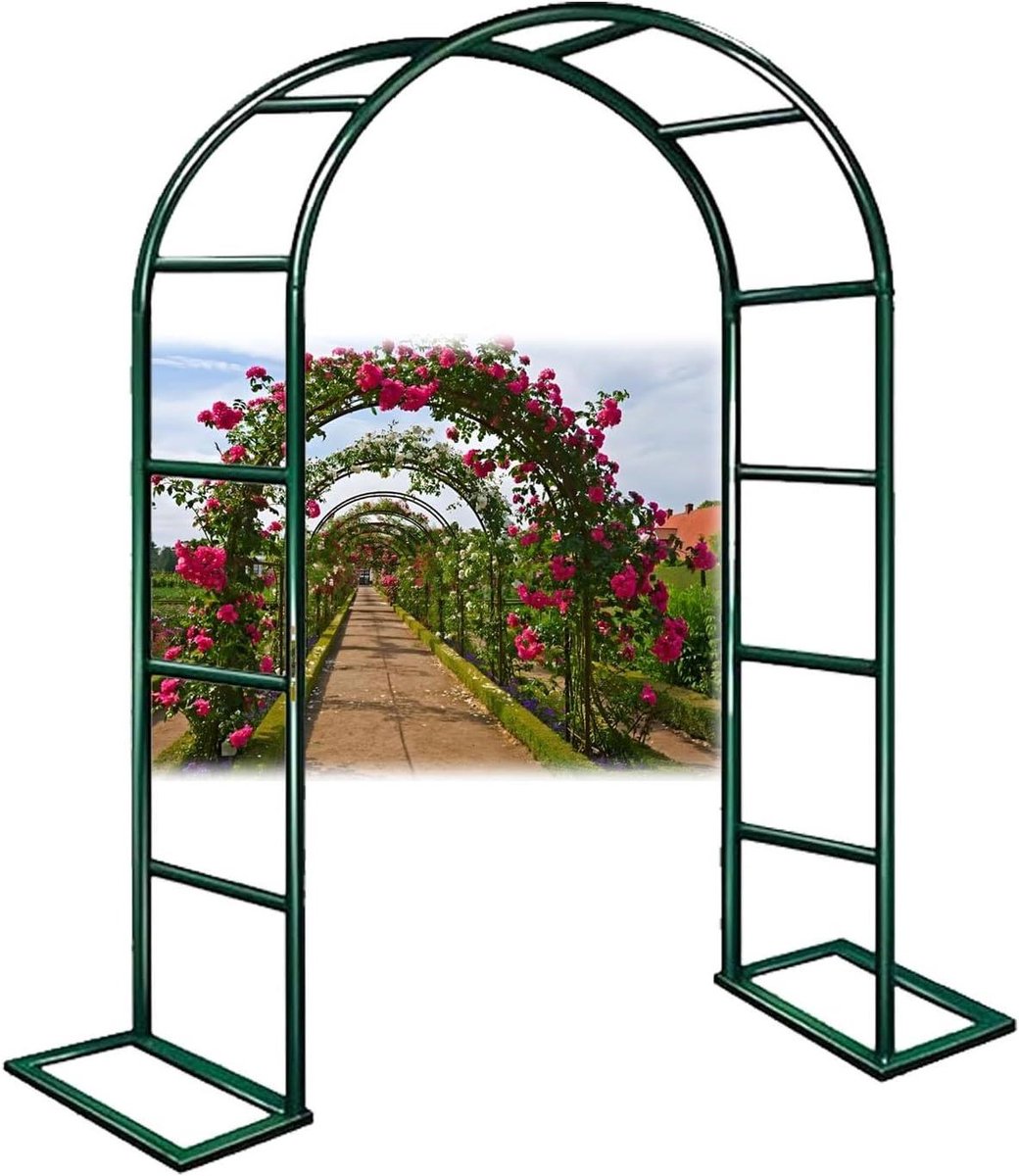 Tuinboog Metaal - Rozenboog Klimplant - Decoratie Bruiloft - Verstelbare Hoogte - 260 x 230 cm - Groen