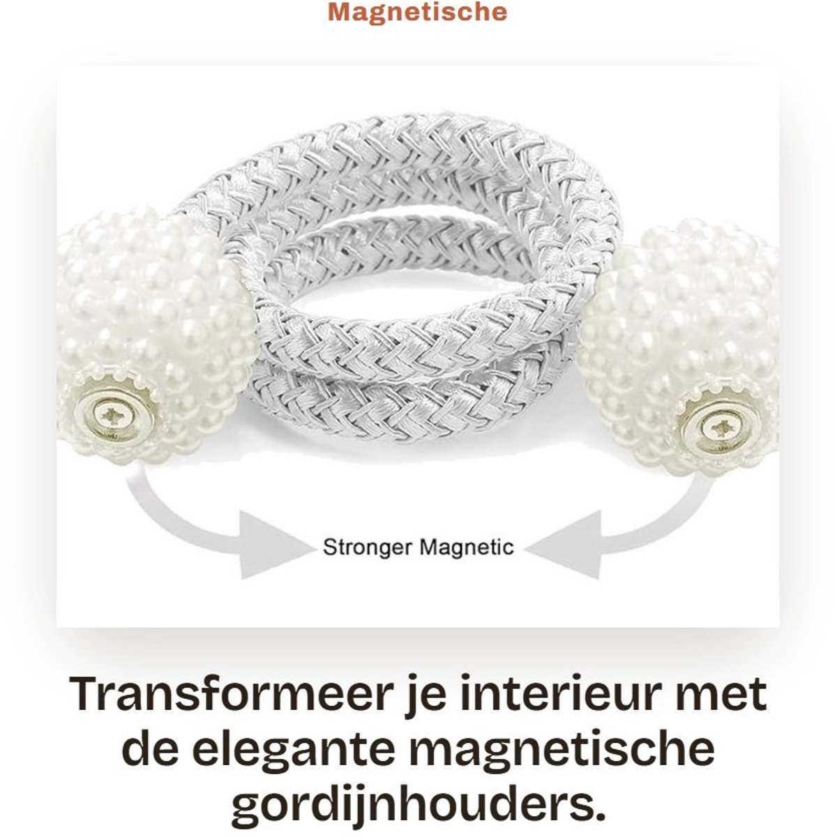 Dailygoods- Gordijnhouders Magnetisch - Decoratieve Gordijnclips - Muurbevestiging - 2 Stuks - Verstelbare Lengte - Kogeldiameter 3 cm