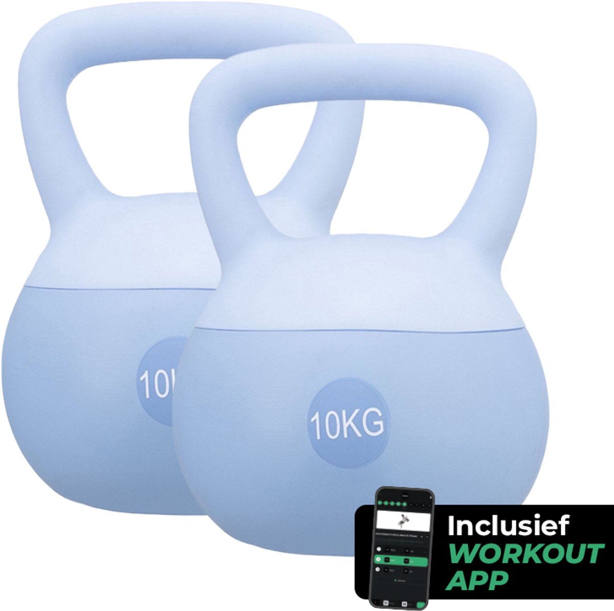 Attrezzo Kettlebell 2-Pack Blauw met Gratis Workout App