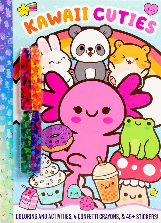 Kawaii Cuties: Coloring Book with Confetti Crayons and Stick ... - cover