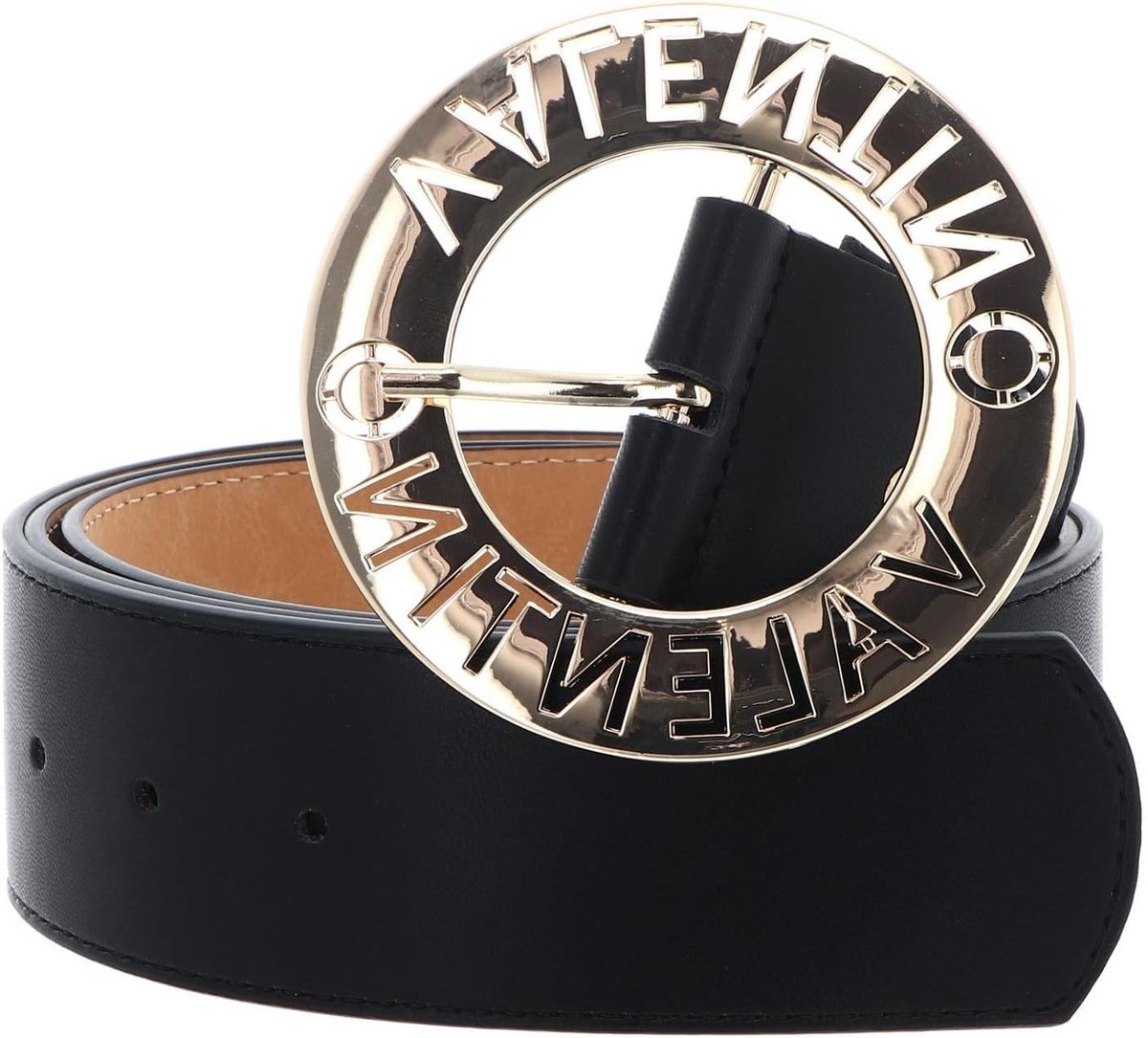 Heren Riem - Modieuze Riem - Outfit Completeren - Grote Ronde Gesp - 5 cm Breed - Zwart Goud
