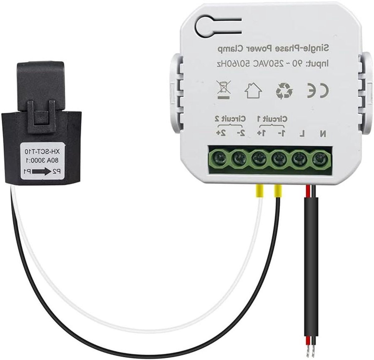 Energimeting WiFi - Stroomverbruik Monitor - Energie Verbruik - Real-time Meting - 80A - Wit