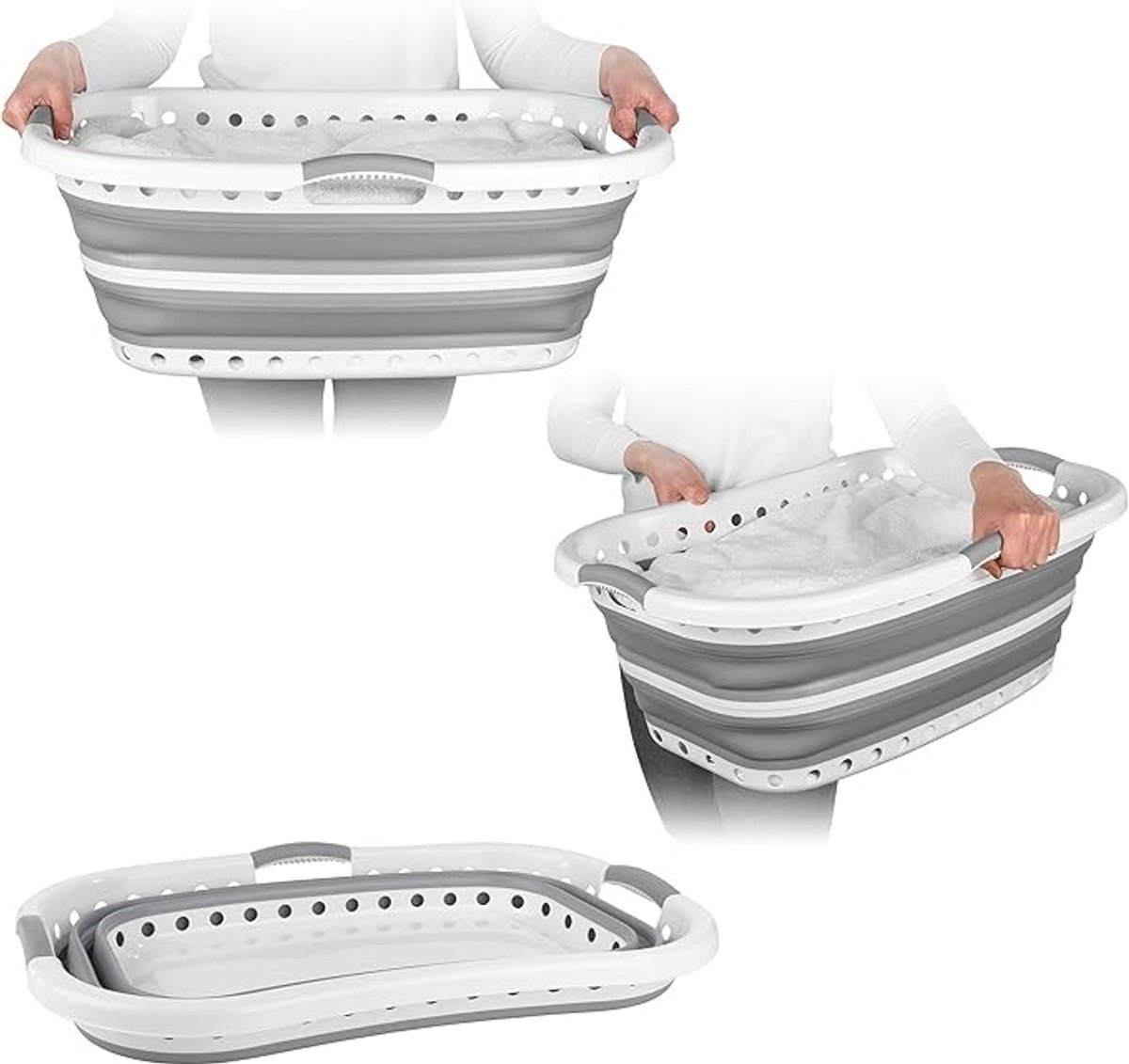 Opvouwbare heupwasmand, 37 liter, grijs
