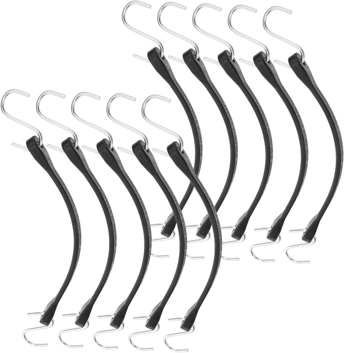 Elastische Banden - Spanbanden met Haak - Bagage Zekeren - Duurzaam Rubber Materiaal - 10 Stuks 35cm - Zwart