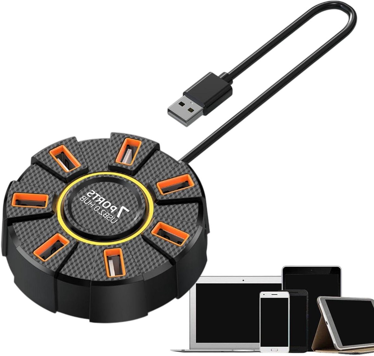 USB Hub - Datapoort splitter - Extra apparaten aansluiten - Kleurrijke LED verlichting - 7 poorten - Niet gespecificeerd
