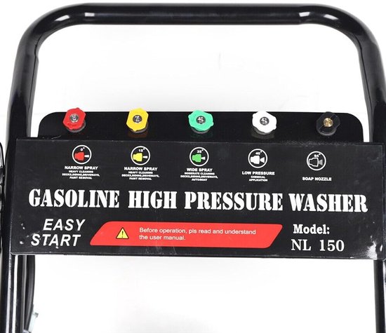 Hogedrukreiniger Benzine - Krachtige Reiniger - Terras Schoonmaken - 65 pk Motor - 190 bar - Rood Zwart — afbeelding 3