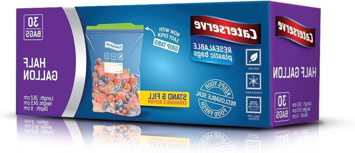 Plastic Ziplock Zakken - Hersluitbare Diepvrieszakken - Voedsel Bewaren - BPA Vrij Materiaal - 30 Halve Gallon - Transparant