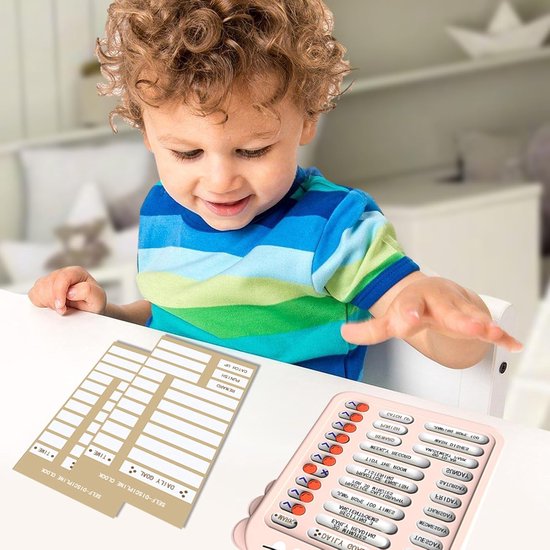 Kinder Routinetabel - Dagelijkse Checklist - Goede Gewoontes Leren - Herbruikbare Schuifregelaar - 23 x 17 cm - Roze — afbeelding 4