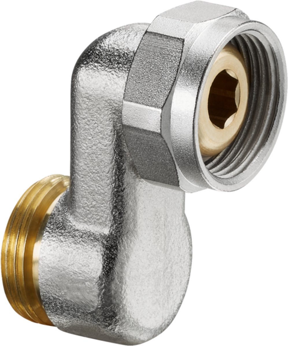OVENTROP-S-koppeling - G3/4"AG x G3/4" wartelmoer, messing, vernikkeld, 1019205