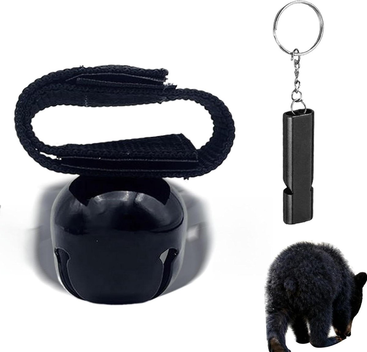 Veiligheidsbel Outdoor - Dierenalarm - Wandelen Trekking - Met Mute Functie - 6 x 6 x 4 cm - Zwart