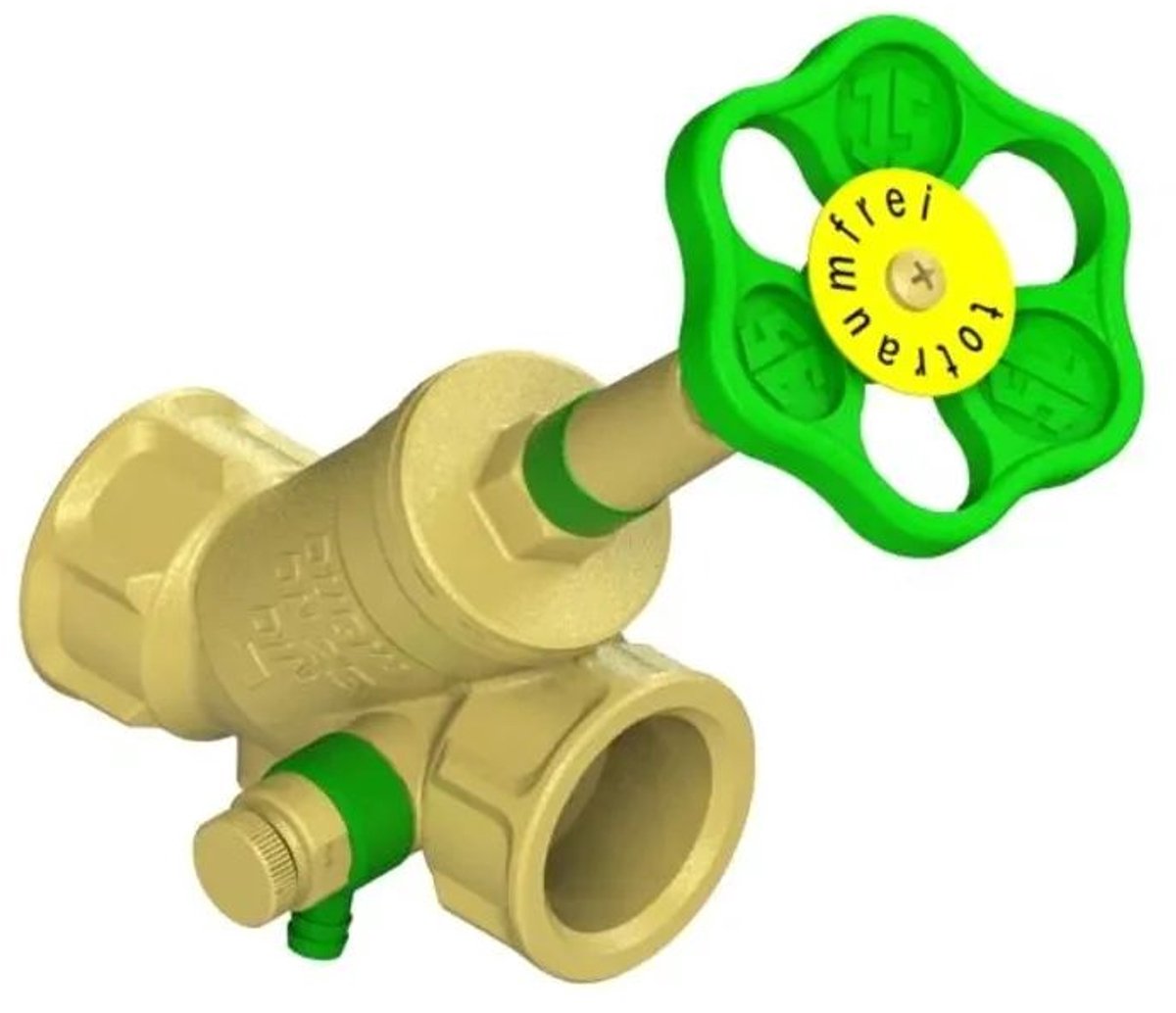 Schlösser Armaturen JS KFR-ventiel met mofaansluiting, met aftapping, met stijgende spindel, DN25, binnendraad 1'', DVGW gekeurd, 0016202500001