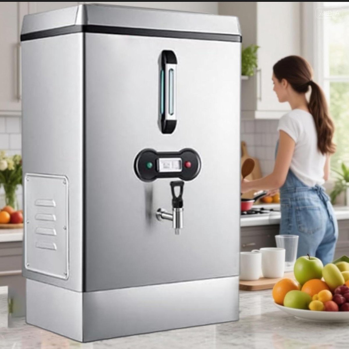 Commerciële waterboiler - Heetwaterdispenser - Grote hoeveelheden warm water - Dubbele filtratie - 40 liter capaciteit - Zilver