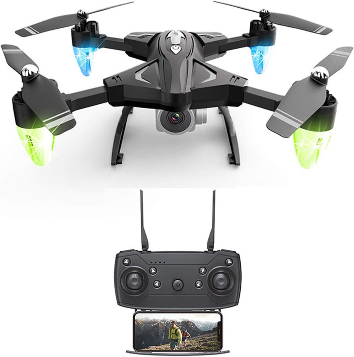 Mini Drone - Vliegende Camera - Fotografie en Video - Automatische Hoogtehouding - 100 Meter Bereik - Zwart