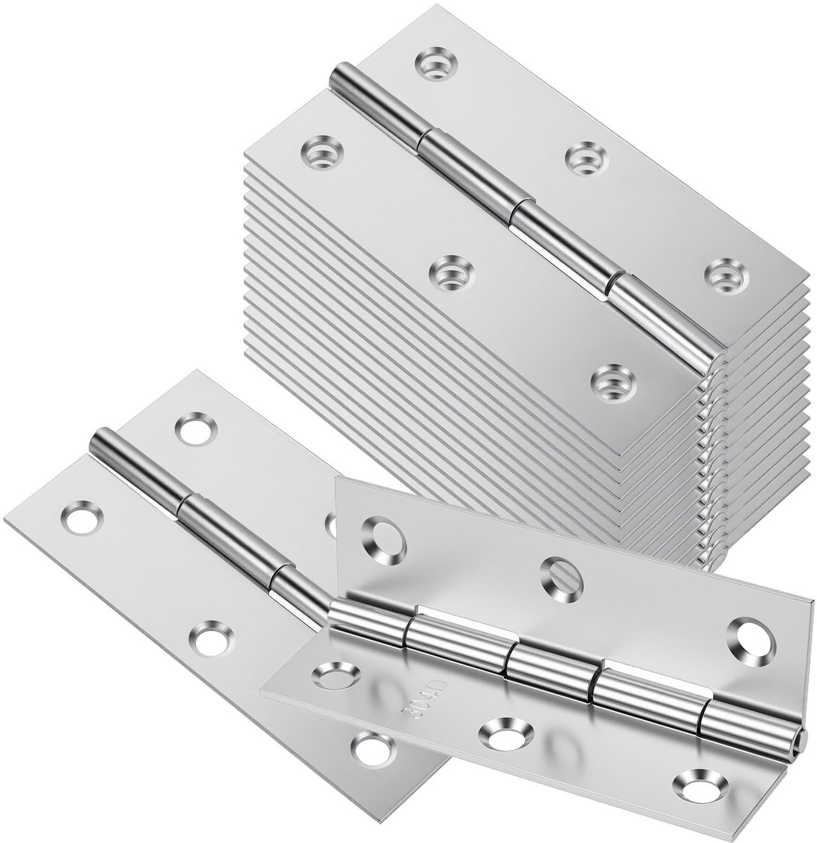 Dailygoods - 40 Stuks Roestvrij Stalen Deurscharnieren 66 x 38 mm met Schroeven