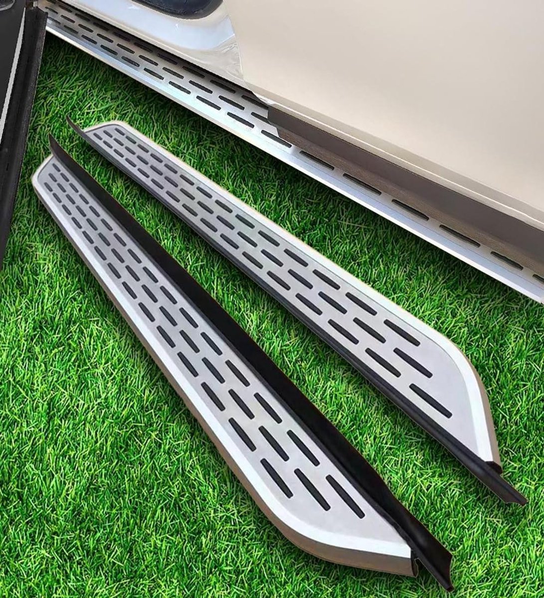 Treeplanken Set - Zijstappen Voertuig - Veilig Instappen - Geen Boor Installatie - 2 Stuks - Zilver Zwart