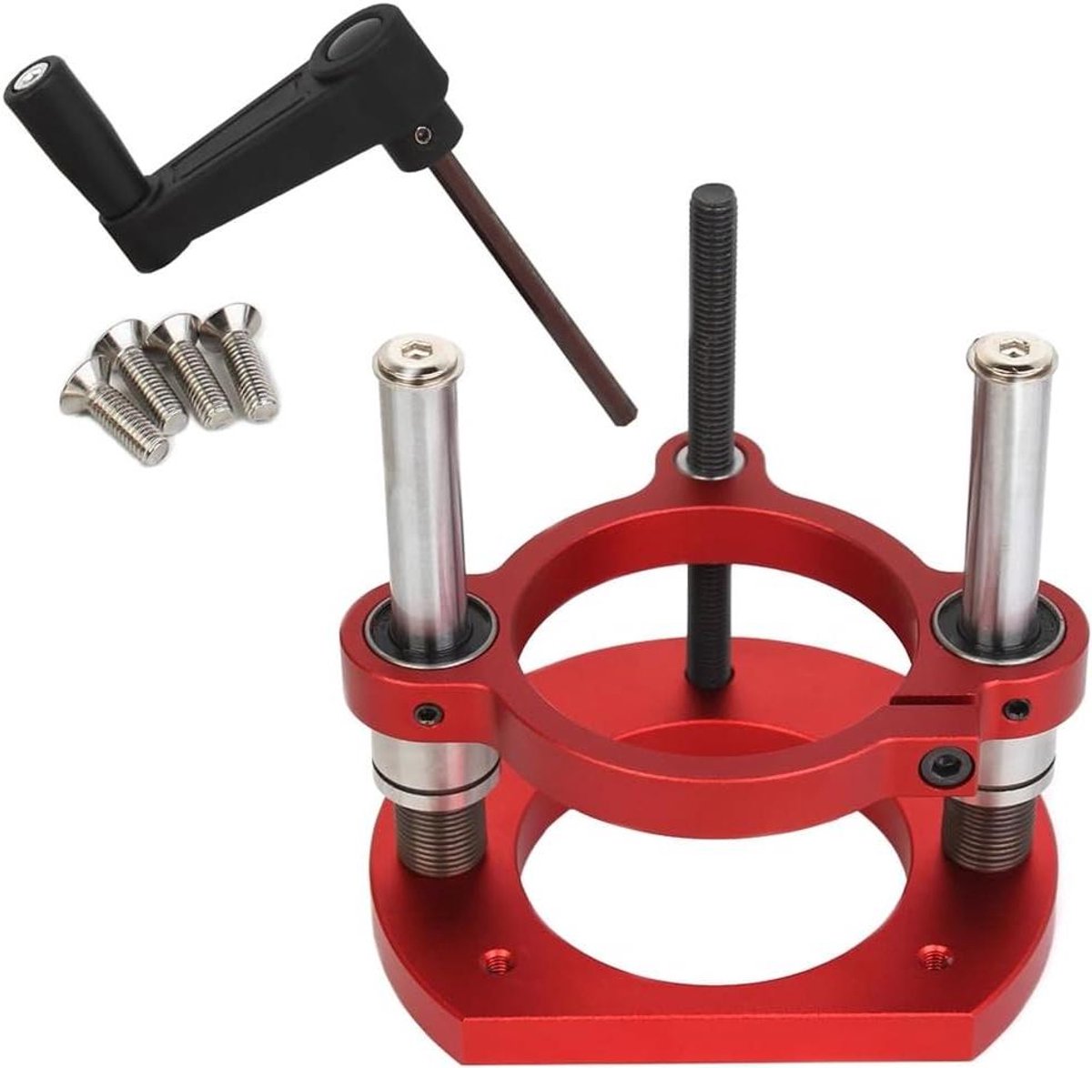 Bovenfrees Lift - Hefplatform Hout - Houtbewerking Precisie - Universele Pasvorm - 65 mm Diameter - Rood