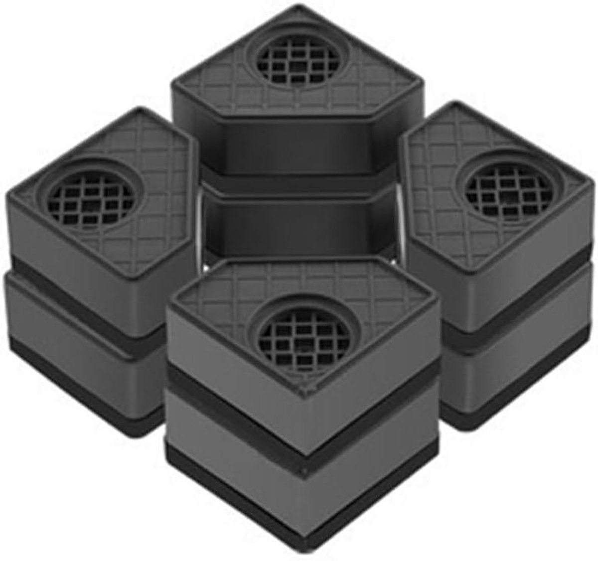 Wasmachine Verhogers - Apparaat Voetstukken - Apparaten Stabiliseren - Schokabsorberend Ontwerp - 4 Stuks 8CM - Grijs Zwart