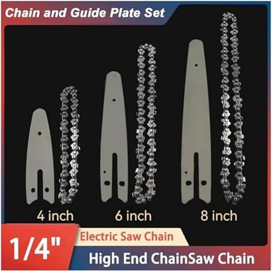 Kettingzaagketting Set - Vervangende Kettingen - Efficiënt Hout Zagen - Geharde Stalen Bladen - 4 6 8 Inch - Zwart — afbeelding 4