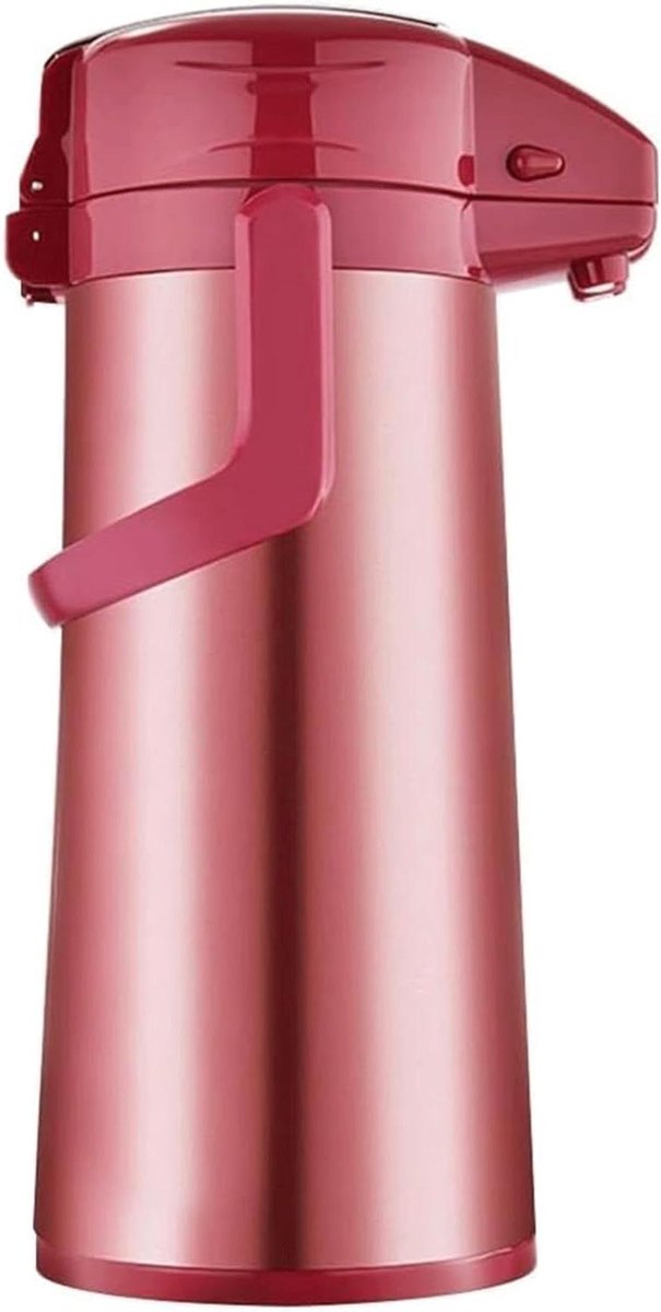 Thermos Karaf - Pompfles Dispenser - Warme Dranken Serveren - Glazen Binnenvoering - 2.5 Liter - Zilver