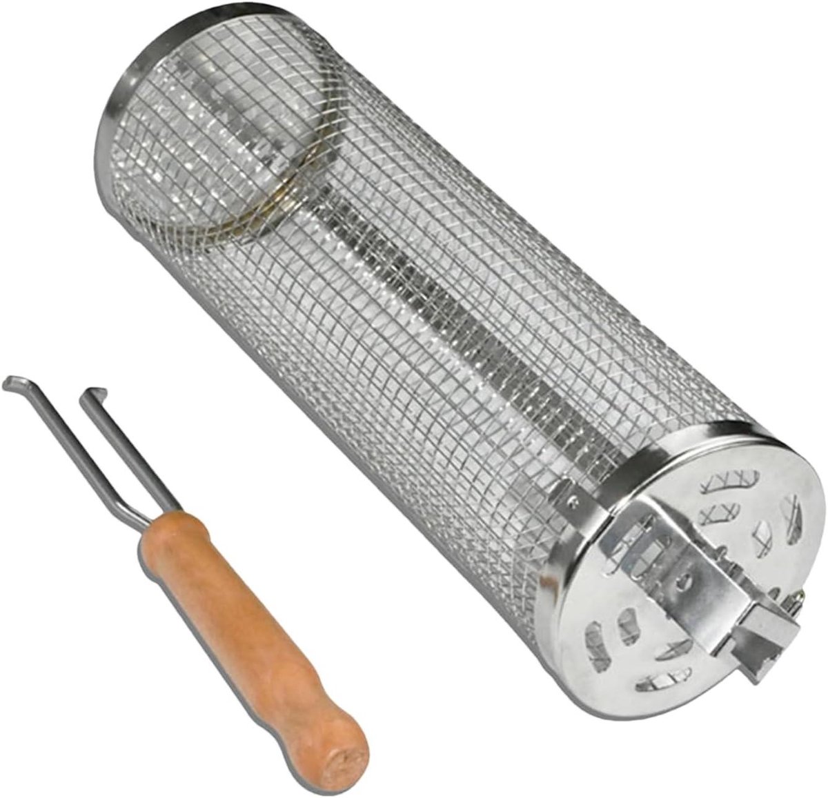 Grillmand Rolgrill mand Buiten koken Roestvrij staal Cilindrisch Medium