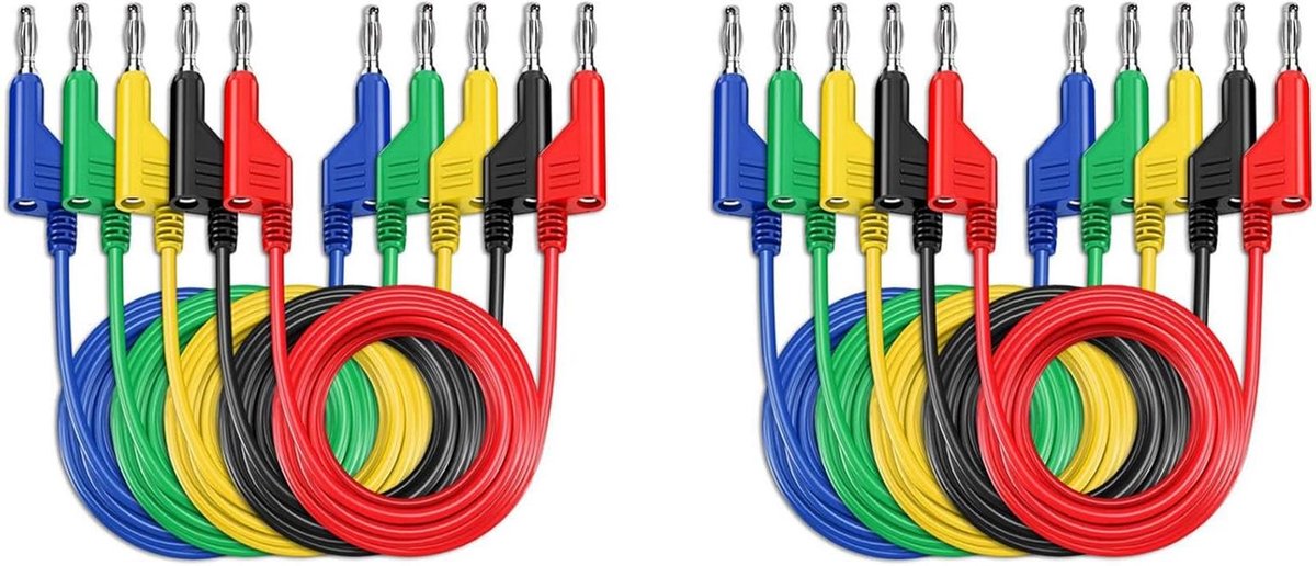 Meetsnoeren Set - Testkabels - Elektrisch Testen - Stapelbare Stekkers - 100 cm - Veelkleurig